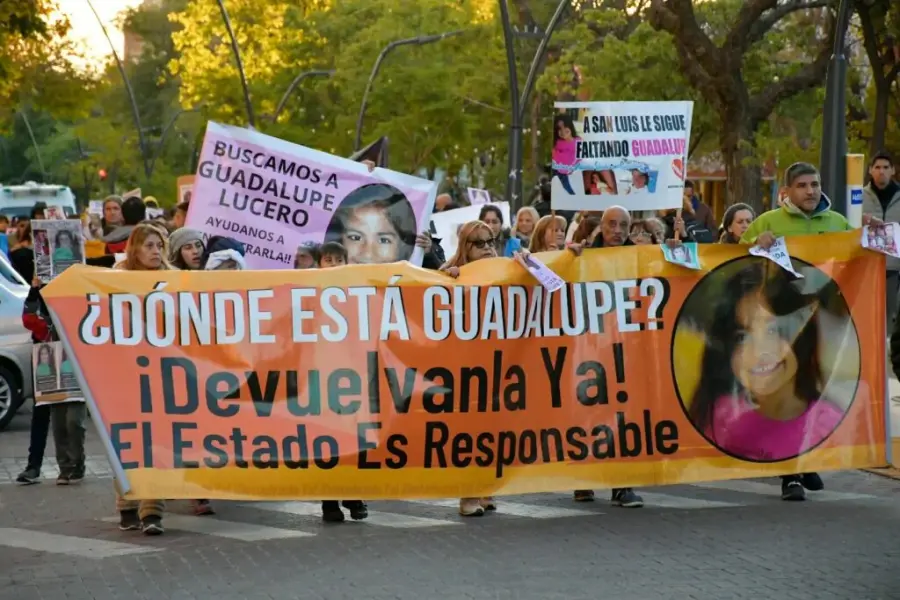 Movilizaci&oacute;n por Guadalupe Lucero, desaparecida en 2021 en San Luis.-