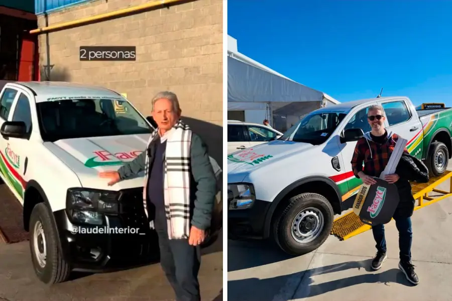 A la derecha, el ganador de la camioneta.