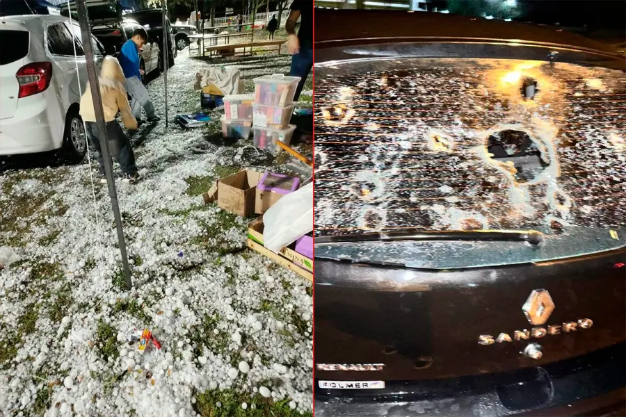 Granizo en Mar&iacute;a Grande (foto Facebook Luciano Zalazar)