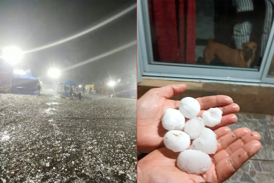 Granizo en Mar&iacute;a Grande (foto Facebook Luciano Zalazar)