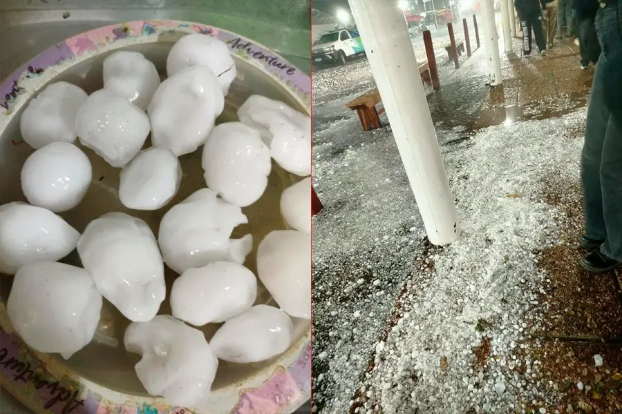 Granizo en Mar&iacute;a Grande (foto Facebook Luciano Zalazar)