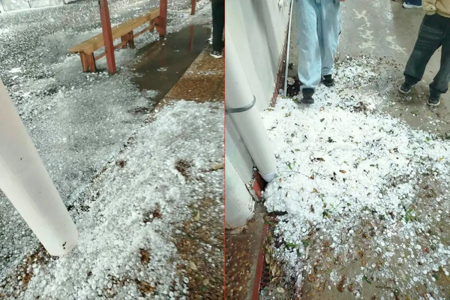 Granizo en Mar&iacute;a Grande (foto Facebook Luciano Zalazar)