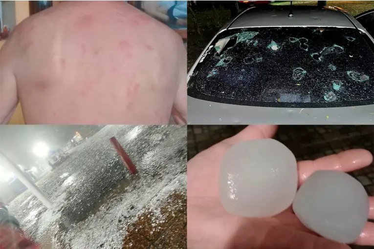Ocho personas resultaron golpeadas por el granizo durante el temporal en María Grande