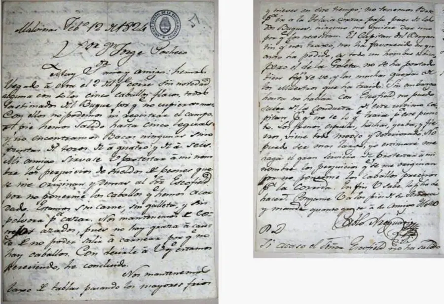 Carta de Pablo Areguat&iacute; en 1824