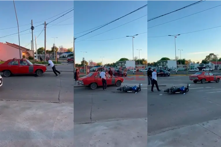 Chocó a un motociclista desde atrás, intentaron frenarlo y escapó en Paraná: quedó filmado