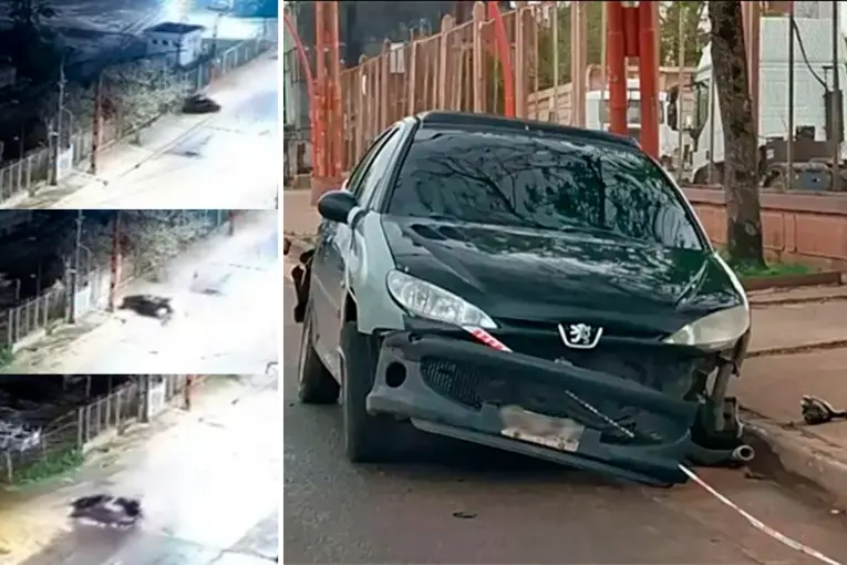 Video: el momento en que un adolescente perdió el control de un auto y chocó contra una columna