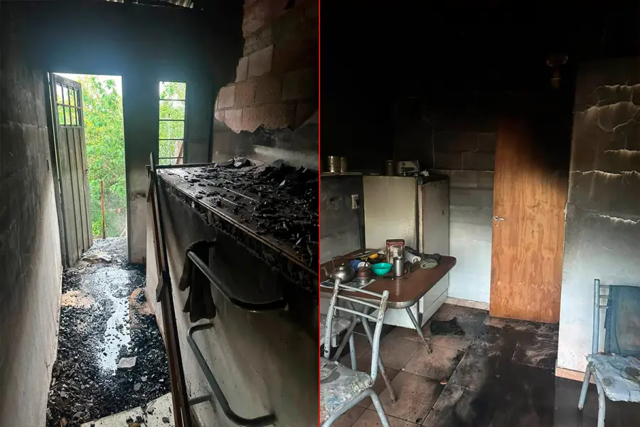 Incendio en calle Duportal, en Paran&aacute; (foto Bomberos Voluntarios)