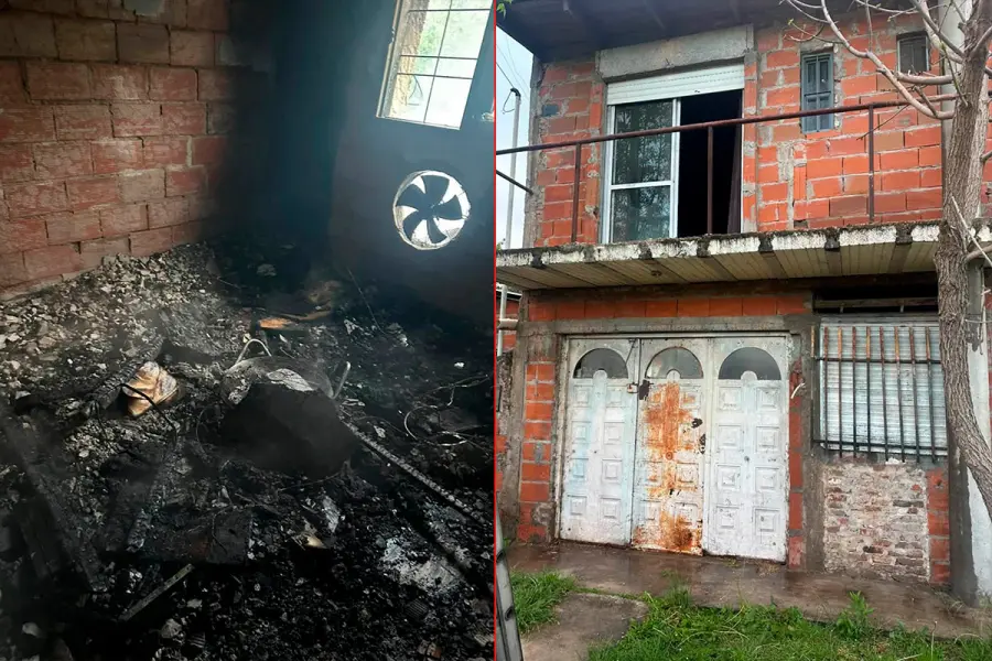 Incendio en calle Duportal, en Paran&aacute; (foto Bomberos Voluntarios)