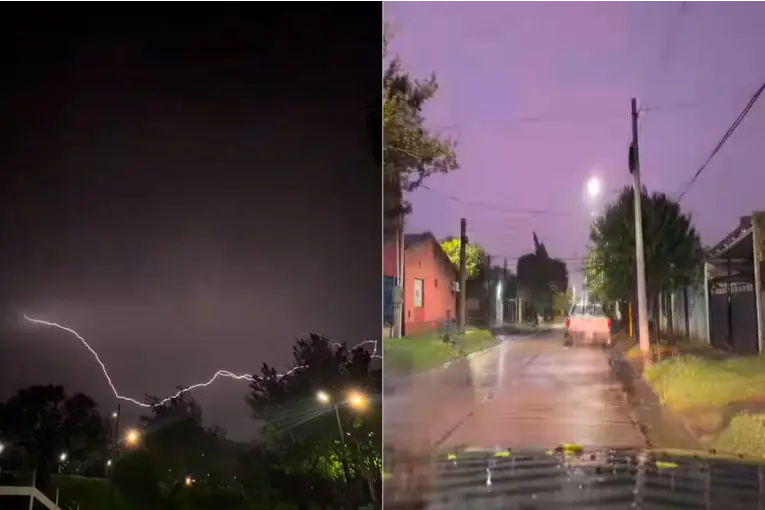 Videos del temporal en Gualeguaychú: un poste cayó y varias zonas quedaron sin luz