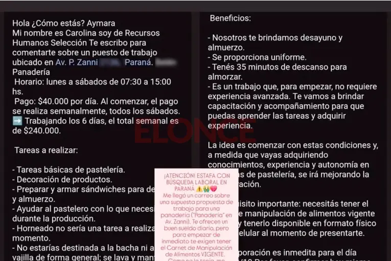 Buscaba trabajo en Paraná, pagó $35.000 por un trámite y descubrió que la oferta laboral era una estafa