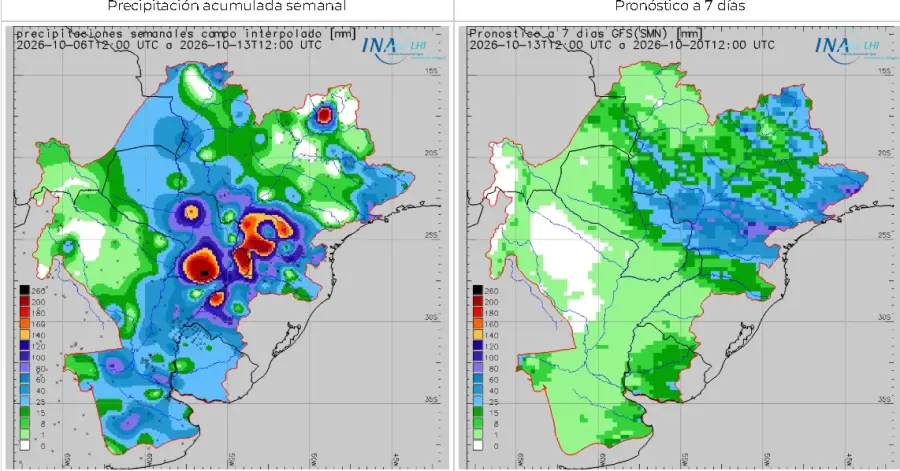 Reporte hidrometeorol&oacute;gico diario de la Cuenca del Plata (fuente INA)