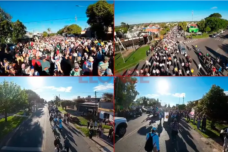 Hasenkamp-Paraná: video de drone muestra la llegada de miles de fieles al Santuario La Loma