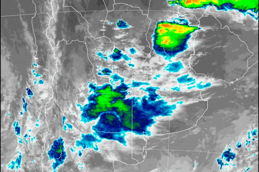 Rige un aviso por tormentas fuertes con lluvias intensas y ocasional ca&iacute;da de granizo (fuente SMN)