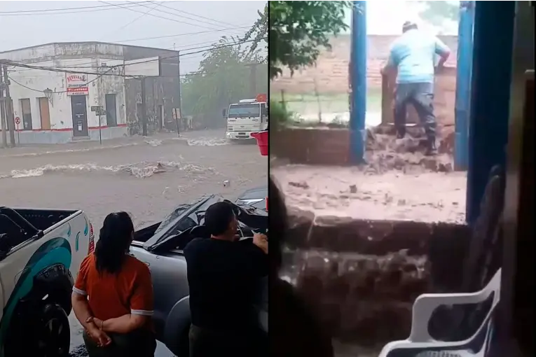 Imágenes del temporal en La Paz: cayeron 45 milímetros en pocos minutos y el agua ingresó a viviendas