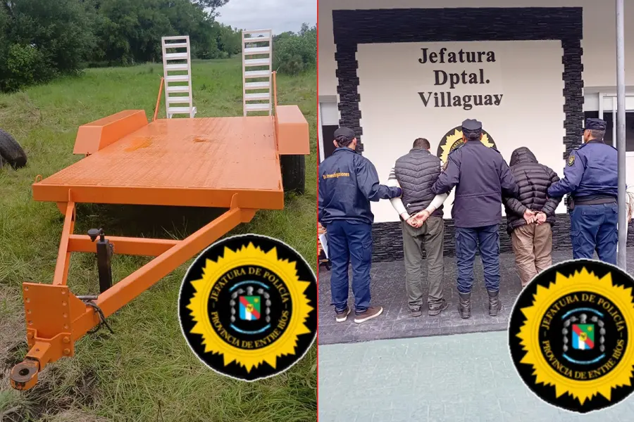 Detenidos por la estafa en la venta de maquinaria en Villaguay (foto Polic&iacute;a de Entre R&iacute;os)