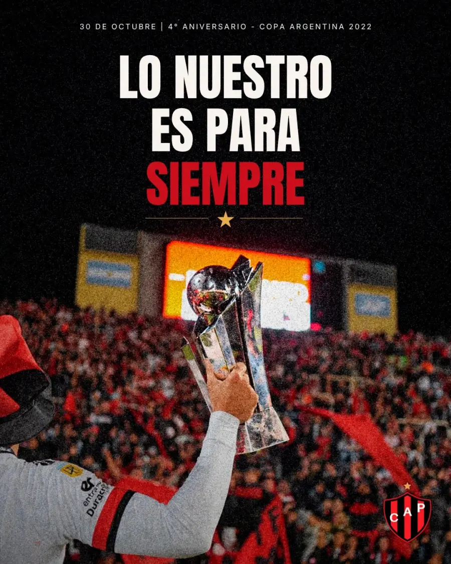 Patronato celebra cuatro a&ntilde;os del t&iacute;tulo de la Copa Argentina (fuente Club Atl&eacute;tico Patronato)
